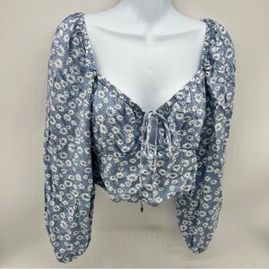 Wild Fable White Puff Sleeve Crop Blouse